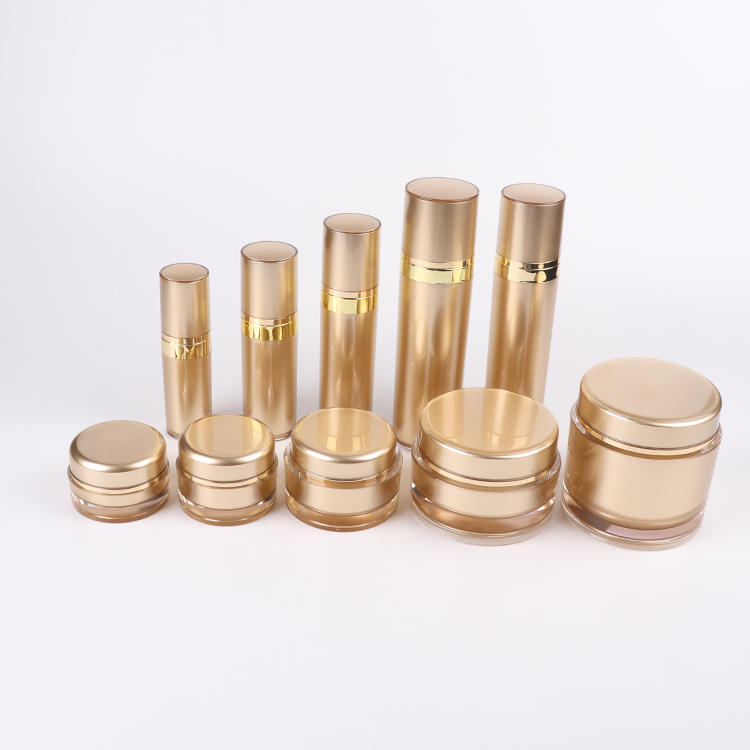 Cosmetic packaging Acrylic cream jars / Acrylic lotion bottles / Cream jars / Lotion bottles（Golden）