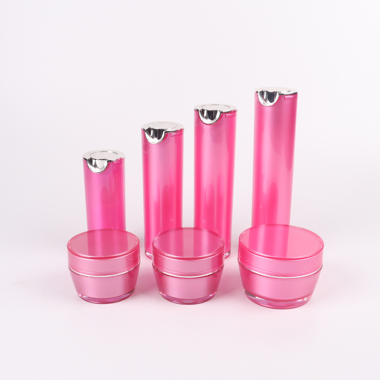 Cosmetic packaging Acrylic cream jars / Acrylic lotion bottles / Cream jars / Lotion bottles（Pink）