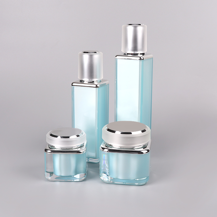 Cosmetic packaging Acrylic cream jars / Acrylic lotion bottles / Cream jars / Lotion bottles（Sky blue）